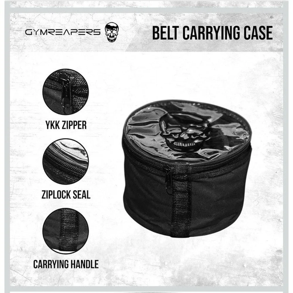Gymreapers 7mm Leather‎ Weightlifting Belt Black Dual Prong Buckle Small w/Case
